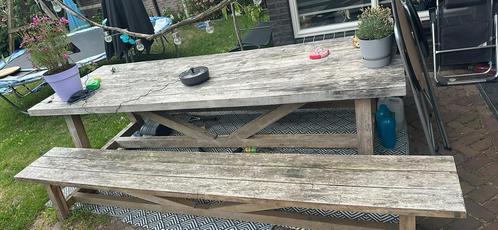 3 meter tuintafel / picknicktafel met banken, Tuin en Terras, Tuintafels, Gebruikt, Rechthoekig, Hout, Ophalen