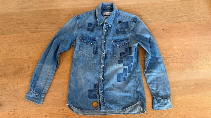 Remi Relief Patchwork Western Denim Shirt, Kleding | Heren, Overhemden, Zo goed als nieuw, Halswijdte 39/40 (M), Blauw, Ophalen of Verzenden