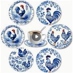 Onderzetters met Haan blauw afbeeldingen, Ophalen of Verzenden, Nieuw, Glas of Kopje