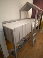 Hoogslaper grijs met huisje / boomhut, Ophalen, Zo goed als nieuw, Halfhoogslaper