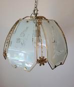 Vintage lamp, plafondlamp, Hollywood Regency, lotus bloem, Glas, Gebruikt, Ophalen of Verzenden