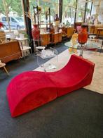 Vintage sofa inklapbaar rood velvet, Ophalen, Gebruikt, Eenpersoons, .