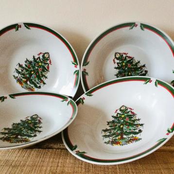 Set van 4 Diepe Borden Siaki Christmas Tree Kerstservies beschikbaar voor biedingen