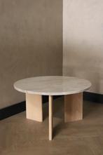 Marmeren salontafels - massief eiken poten (diverse maten, 50 tot 100 cm, Rond, Nieuw, 50 tot 100 cm