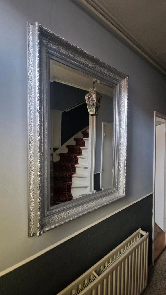 Prachtige Spiegel met Zilveren Lijst, Huis en Inrichting, Woonaccessoires | Spiegels, Zo goed als nieuw, 75 tot 100 cm, 100 tot 150 cm