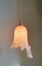 Vintage unieke hanglamp van amberkleurig Muranoglas - E14, 50 tot 75 cm, Ophalen of Verzenden, Murano, vintage, Glas