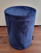 Opbergpoef donkerblauw velours, Ophalen, Minder dan 50 cm, Stof, Minder dan 50 cm