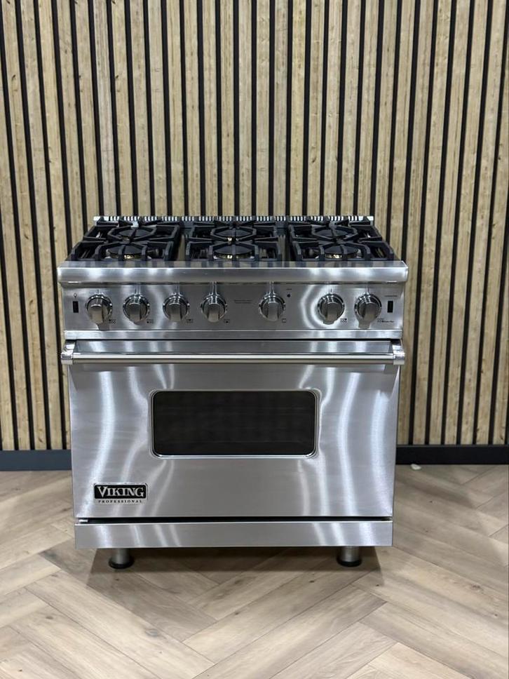Viking Fornuis 91cm breed Inox + GASOVEN, Witgoed en Apparatuur, Fornuizen, Zo goed als nieuw, Vrijstaand, Gas, 5 kookzones of meer