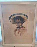 Roger Hebbelinck “Mexicaanse jongen” gesigneerde litho, Ophalen of Verzenden
