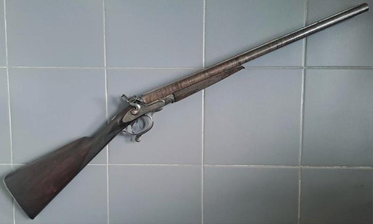 Antiek Engels coach gun hagel geweer kal 12 zwartkruit, Antiek en Kunst, Antiek | Overige Antiek, Ophalen of Verzenden