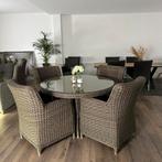 Ronde wicker tuinset – Ø130 cm – 4 stoelen – prima staat, Verzenden, ., Zo goed als nieuw, .