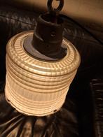 Prachtige vintage industriële Franse Holophane hanglamp, Ophalen of Verzenden, Zo goed als nieuw, Vintage industrieel, Glas