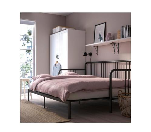 Fyresdal bedbank, zwart, Huis en Inrichting, Slaapkamer | Bedden, Zo goed als nieuw, Tweepersoons, 160 cm, Ophalen