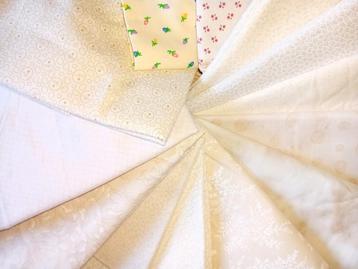 Quilt stof patchwork lapjes ecru crème met reliëf  beschikbaar voor biedingen