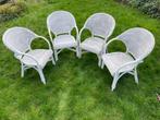 Rotan stoelen, set van 4, Riet of Rotan, Vier, Gebruikt, Wit