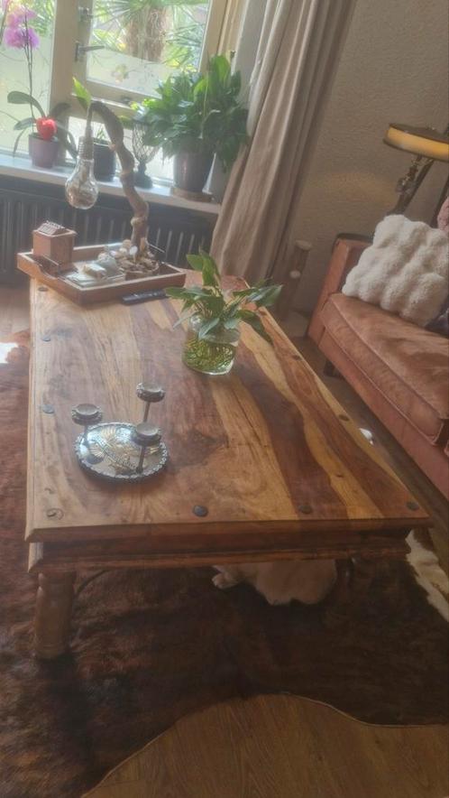 Robuuste / Rustieke hardhouten Salontafel, Huis en Inrichting, Tafels | Salontafels, Gebruikt, Minder dan 50 cm, 50 tot 100 cm