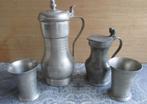2 mooie oude tinnen kannen en 2 bekers, Ophalen of Verzenden