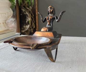 VINTAGE ART DECO EGYPTISCHE BRONZEN MESSING CLEOPATRA ASBAK beschikbaar voor biedingen
