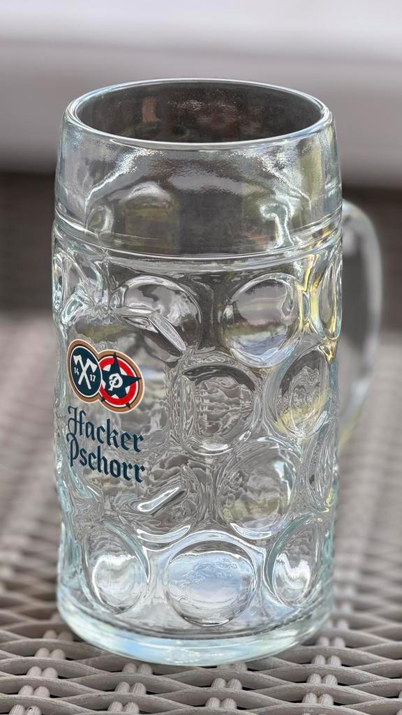 Hacker Pschorr Bierpul 1 liter - Set - 6 stuks / Glas, Verzamelen, Glas en Borrelglaasjes, Nieuw, Ophalen of Verzenden