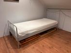 Grijs metalen bed incl lattenbodem excl matras, 90 cm, Eenpersoons, Ophalen of Verzenden, Zo goed als nieuw