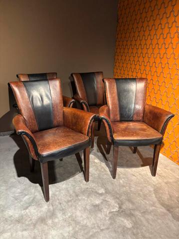 Vintage Schapenleren Eetkamerstoelen (4) beschikbaar voor biedingen