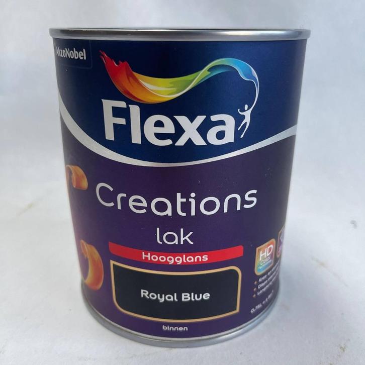 Flexa Creations Lak Verf Royal Blue Hoogglans 750ml, Doe-het-zelf en Verbouw, Verf, Beits en Lak, Nieuw, Lak, Minder dan 5 liter