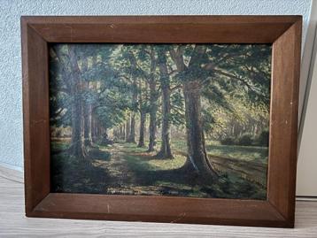 Oud schilderij - laan en herder met schapen beschikbaar voor biedingen