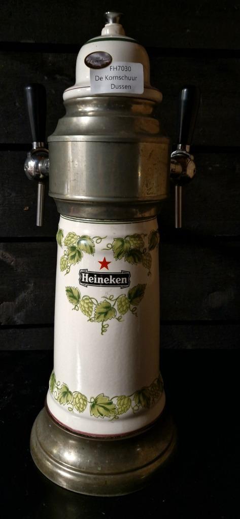 Heineken Bier duo tap porselein (FH7030) Ophalen SVP., Verzamelen, Biermerken, Gebruikt, Reclamebord, Plaat of Schild, Heineken
