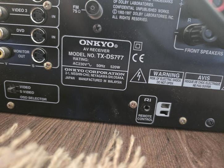 onkyo tx-ds777, Audio, Tv en Foto, Versterkers en Receivers, Gebruikt, 120 watt of meer, Onkyo, Ophalen