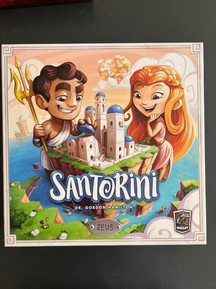 Bordspel Santorini - Zeus uitgave (1e editie) + uitbreiding, Hobby en Vrije tijd, Gezelschapsspellen | Bordspellen, Nieuw, Ophalen of Verzenden
