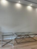 Zilvere salon met glas plaat tafel 2 stuks, Doe-het-zelf en Verbouw, Steigers, Ophalen of Verzenden, Zo goed als nieuw, Overige typen