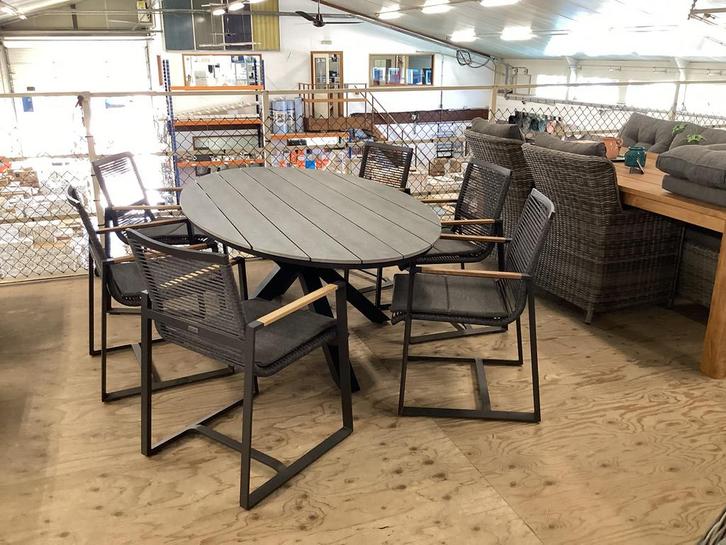 Diningset Tuinset ovale Diningtafel Diningstoel merk, Tuin en Terras, Tuinsets en Loungesets, Nieuw, Aluminium, 6 zitplaatsen