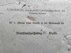 WW2 artillerie oorkonde 4 jaar trouwe dienst in de Wehrmacht, Ophalen of Verzenden, Landmacht, Duitsland, Overige typen