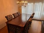 Zware grote teakhout eettafel 6 barok stoelen complete set, Ophalen, Zo goed als nieuw, 4 tot 6 stoelen