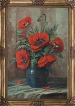 Excellent Papaver schilderij P. van Schaik circa 1950, Ophalen
