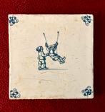 17e eeuw Delfts Blauw Tegel Schommelen Kinderspeltegel Gaaf, Ophalen of Verzenden