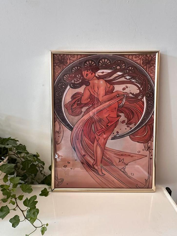Art Nouveau prent in lijst, Antiek en Kunst, Kunst | Overige Kunst, Ophalen of Verzenden