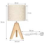 EDISHINE Wooden Tripod Table Lamp, Huis en Inrichting, Lampen | Tafellampen, Ophalen of Verzenden, Nieuw, Minder dan 50 cm