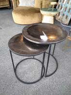 Bijzettafels rond oud zilver set van 2, Ophalen of Verzenden, Nieuw, Rond