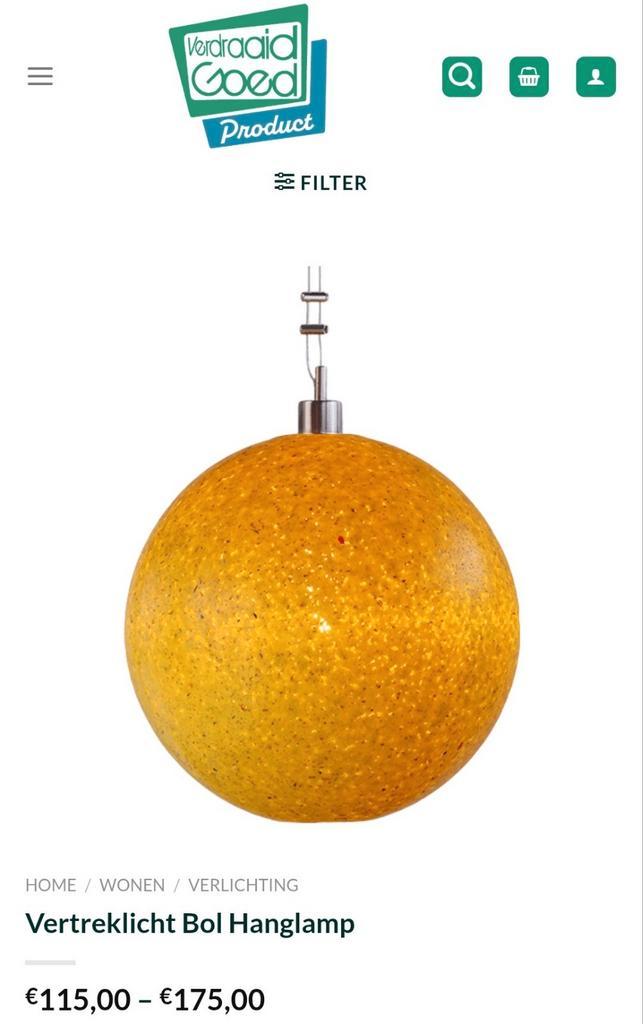 NS vertreklicht gele bol hanglamp 40cm, Huis en Inrichting, Lampen | Hanglampen, Zo goed als nieuw, Minder dan 50 cm, Kunststof