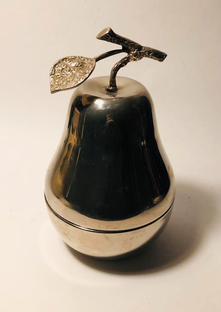 Zilverkleurige bonbonschaal in de vorm van een peer, Antiek en Kunst, Curiosa en Brocante, Ophalen of Verzenden