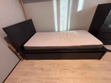 Malm bed zwart 2 lades incl. LÖNSET lattenbodem 90 x 200 cm beschikbaar voor biedingen