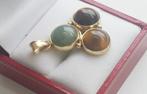 Vintage gouden hanger met jade en tijgeroog 14 karaats, Verzenden, Zo goed als nieuw, Goud, Goud