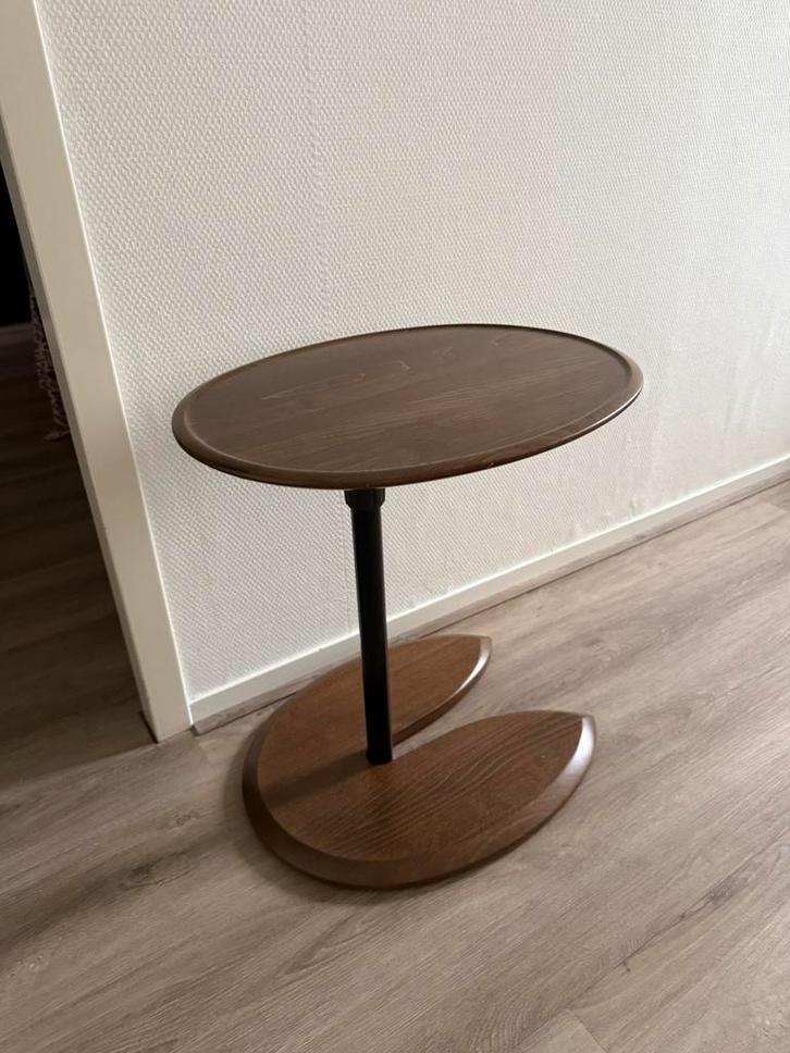 Stressless vintage bijzettafel/koffie-/laptoptafel hout, Huis en Inrichting, Tafels | Bijzettafels, Zo goed als nieuw, Ovaal, 45 tot 60 cm