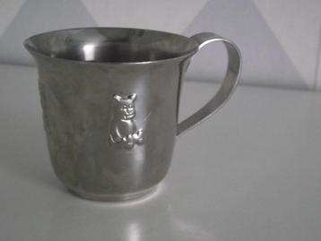 vintage Gero zilmeta beker 7cm RVS geboortebeker dieren 1970 beschikbaar voor biedingen