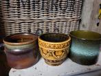 3 Mooie Brocante Deco Potten, Gebruikt, Overige kleuren, Aardewerk of Porselein, Ophalen of Verzenden