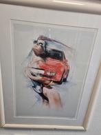 Vrouw met auto schilderij, Ophalen, Zo goed als nieuw, Schilderij, Minder dan 50 cm