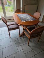 Uitschuifbare eettafel met 4 stoelen, Ophalen, Gebruikt, Retro, 4 tot 6 stoelen