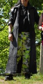 Leren jas (zeer lang met tribal stiksels) XL, Kleding | Heren, Ophalen, Zo goed als nieuw, Maat 56/58 (XL), Zwart