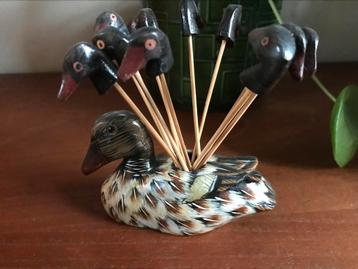 Vintage / retro cocktail prikkers houder eend / jacht beschikbaar voor biedingen
